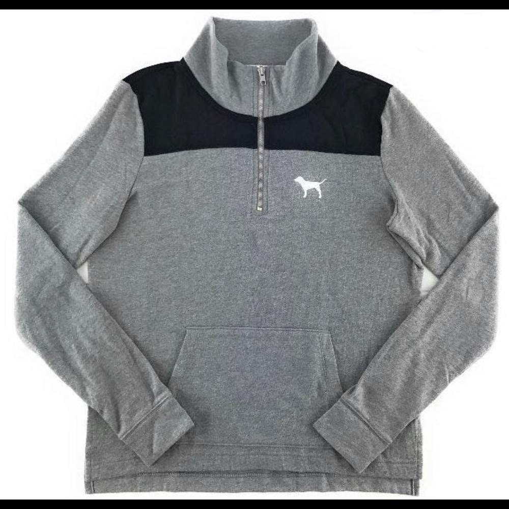 PINK grey quarter zip sweatshirt